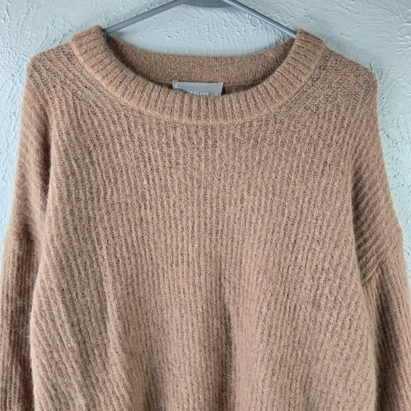 Everlane Pullover Sweater Tan Ribbed Alpaca Merino Wool Cozy Minimalist Preppy - Picture 4 of 13